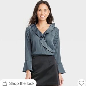 NWT A New Day Flounce Long Sleeve V-Neck
Ruffle Wrap Blouse